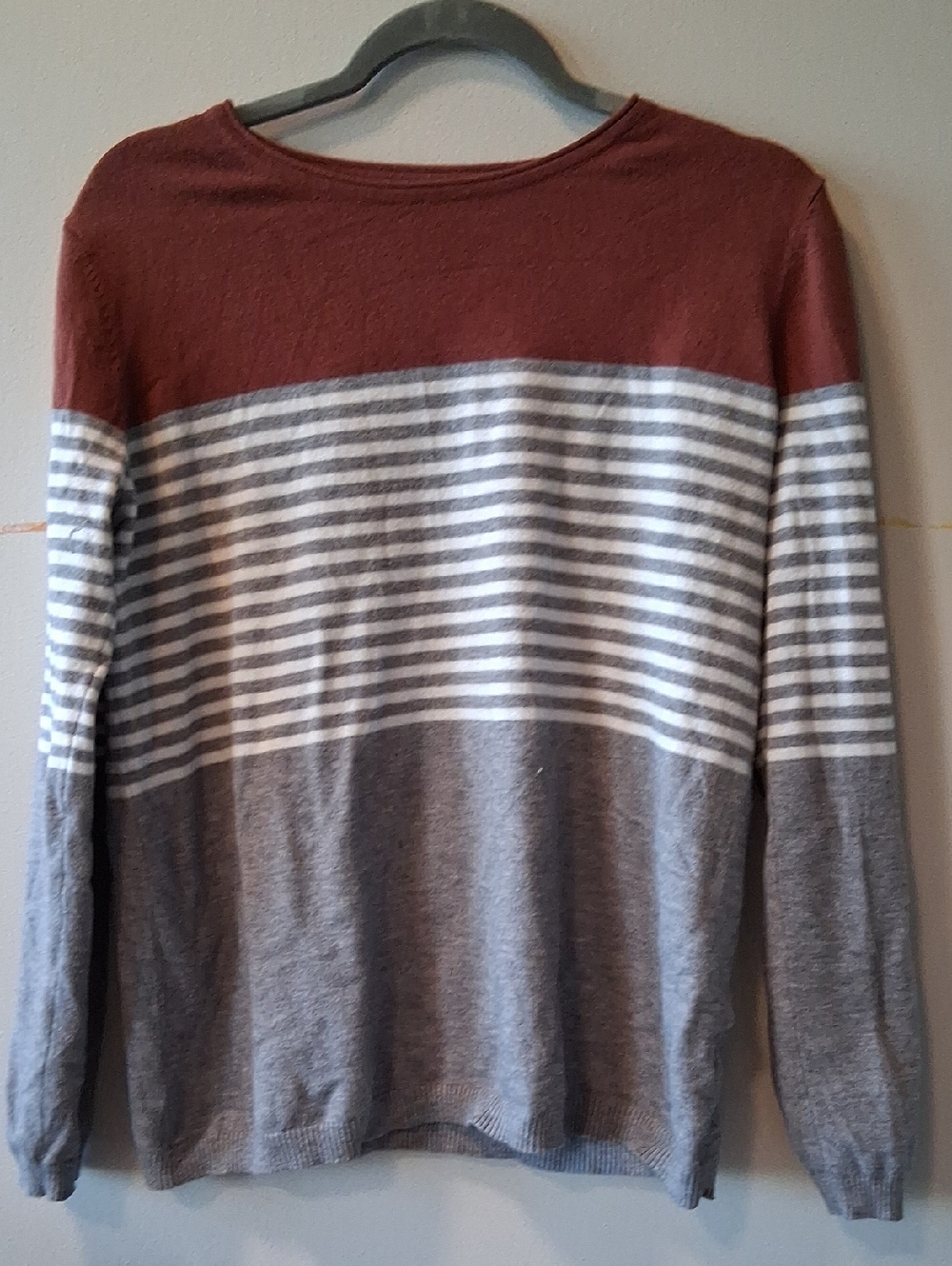 Staccato Women's Rust, Gray & White Striped Sweater